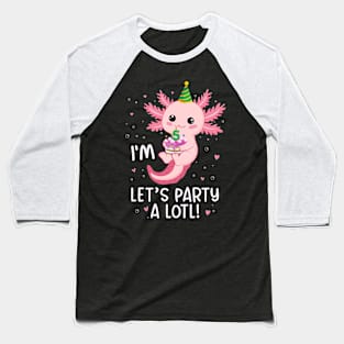 Funny 5th Birthday I'm 5 Years Old lets party Axolotl Baseball T-Shirt